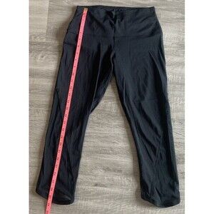 Montiel Women Black Leggings Sz S 4-6 Mesh Cropped Summer Workout Elastic Bottom